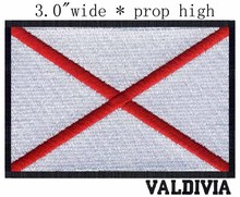 Valdivia, Chile flag 3" wide shipping/ Red Crossover / white background /applique patches 2024 - buy cheap