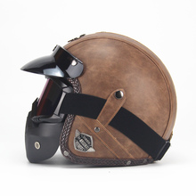 Мотоциклетный шлем с открытым лицом, из искусственной кожи, 3/4 дюйма 2024 - купить недорого
