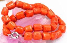 ¡Encantador! Collar de piedra coralina de cilindro, facetas naranjas, 17" 2024 - compra barato