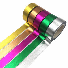 Cinta Washi de papel de aluminio dorado de 15mm x 10m, Color plateado/dorado/Cobre/rosa/verde, Kawaii japonés, herramientas para álbum de recortes DIY 2024 - compra barato