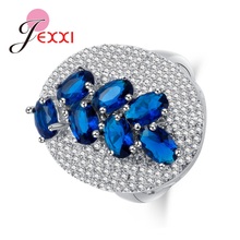 Luxury Rings Design Filled Sparkling Blue White CZ Crystal Wedding Rings For Women 925 Sterling Silver  Top Grade Jewelry 2024 - buy cheap