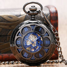 Luxury Steampunk Hollow Skeleton Mechanical Pocket Watch Roman Numerals Dial Vintage Fob Chain Pendant Clock Men Women Gifts 2024 - buy cheap