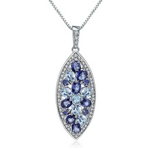 Женское ожерелье из серебра 925 пробы с натуральным голубым топазом 2024 - купить недорого
