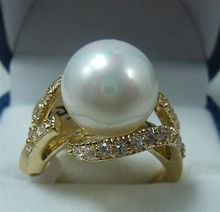 Кольцо GP с белым жемчугом в виде ракушки, кольцо AAA, американский размер 6, 7, 8, 9 # для девушек и женщин, кварцевое кольцо, роскошное свадебное кольцо для девушки 2024 - купить недорого
