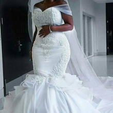 Trajes de novia en tul de talla grande, Vestidos de boda africanos, corte tren, mangas, traje de novia de sirena, 2020 2024 - compra barato