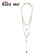 KISS ME Classic The hand of Fatima hamsa Necklace jewelry Pendants Metal Chain Palm Statement Necklace Fashion for women colar 2024 - buy cheap