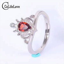 Fashion princess crown ring 4*6 pear cut natural garnet germstone solid 925 sterling silver crown ring perfect gift for girl 2024 - buy cheap