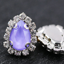 high quality glass rhinestones teardrop shape sew on crystal button Lotus purple crystals Mocha rhinestones Diy jewelry/nail art 2024 - buy cheap