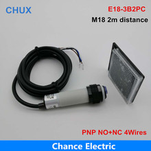 CHUX Photoelectric sensor switch pnp no+nc reflector mirror type light sensor 2m detection Distance Infrared Sensors 2024 - buy cheap