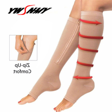 Zipper Compression Socks 2020 Mens Leg Knee Support Sox Open Toe Sock Burn Fat Zipper Socks Prevent Varicose Veins Socks 1Pair 2024 - buy cheap