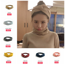 Wowsorie-accesorios coreanos para el cabello, diadema deportiva de lavado para mujer, turbante elástico cruzado Simple, 10 colores, 2018 2024 - compra barato