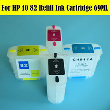 Cartucho de tinta rellenable vacío para HP 10 82, 4 colores/Set, 69ML, con Chip de reinicio automático permanente actualizado, envío gratuito 2024 - compra barato