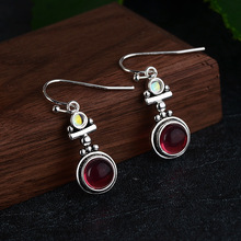 Pendientes de piedra lunar natural para mujer, aretes de piedra roja plateada, accesorios de joyería, regalos, venta al por mayor 2024 - compra barato