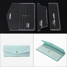 1 Set DIY Long Wallet Acrylic Template Leather Craft Sewing Pattern Accessories 19*9*1 2024 - buy cheap