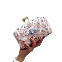 2020 высококачественные женские вечерние сумки с бусинами, бриллиантовое кольцо, клатч, сумочка, роскошные вечерние сумки с цветами, Прямая поставка MN1284 2024 - купить недорого