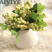 Artificial flowers Beans sticks Christmas berry Single branch Home decor flower Wedding bouquets Road flower wall Green plants 2024 - buy cheap