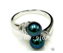 free shipping P&P *******Pretty Noblest silver black shell pearl Ring7-9# 2024 - buy cheap