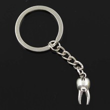 New Fashion Men 30mm Keychain DIY Metal Holder Chain Vintage Zombie Tooth Teeth Molar 20x8mm Silver Color Pendant Gift 2024 - buy cheap