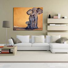 Alta qualidade frete grátis pintura sobre tela pintura sobre tela elefante adorável pintura a óleo abstrato moderna tela arte de parede sem moldura 2024 - compre barato