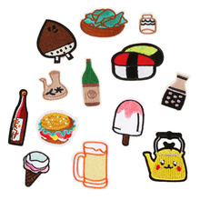 1 Pcs Bottle Delicious Hamburgers Beer Patches Food Badges Iron On Sewing Embroidered Applique Clothes Shoe DIY Patches Stickers 2024 - buy cheap