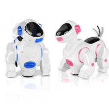 Электрическая умная модельная игрушка в виде собаки, Электронные Домашние животные, ходячие танцы, робот, собака, музыкальный светильник, развивающая игрушка для детей 2024 - купить недорого