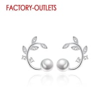 New Fashion Branch Stud Earrings Great Cubic Zirconia Crystal 925 Sterling Silver Lovely Jewelry Accessory Wholesale 2024 - buy cheap