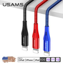 Usb-кабель USAMS для iPhone X, XS, MAX, XR, 8, 7, 6, 6S Plus, быстрая зарядка, быстрая зарядка, светодиодная подсветка, usb-кабель для быстрой зарядки и синхронизации данных для Apple 2024 - купить недорого