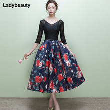 Ladybeauty New Elegant Evening Dresses Vestido De Festa Half Sleeves Lace Short Style V-Neck Prom Party Gowns 2024 - buy cheap