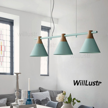 willlustr Macaron color 3 heads pendant light colorful shade iron wood lamp hang lighting living dinning room restaurant hotel 2024 - buy cheap