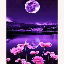 5D DIY diamond embroidery Flowers & Purple Moon diamond painting Cross Stitch full square Rhinestone decoration gift KBL 2024 - buy cheap