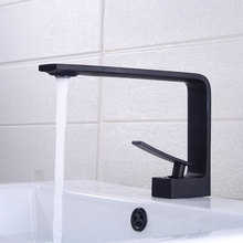 Torneira pia do banheiro com misturador, preto/branco, de latão, com alça única, montada no gabinete, para água quente e fria 2024 - compre barato