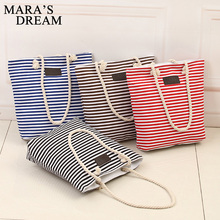 Mara's Dream Fashion Canvas Unisex Stripe Women Zipper Handbag Strap Coffee Shopping Bag Shoulder Bag Lady Bags 2024 - buy cheap