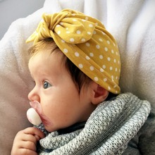 Gorro de punto para bebé, niña y niño turbante con lazo para, gorra de Color liso, gorros de algodón, accesorios de ropa, L1023 2024 - compra barato