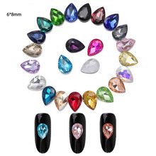 6*8mm Water Drop Pointed Bottom Glass Rhinestone, Crystals 3D Charms for Nails Art Manicure Tip Decoration Strass  Accessories 2024 - buy cheap