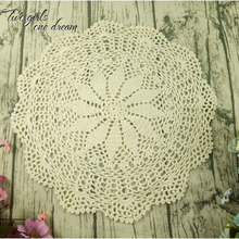 Vintage Handmade Crochet Coaster Doily Flower Tray Pad Decoration Cushion Cover European Round Table Cup Mats 40CM 10PCS/LOT 2024 - buy cheap