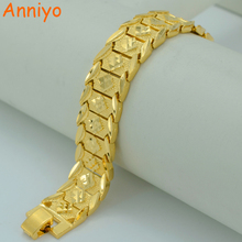 Anniyo-pulsera ancha africana para hombre y mujer, brazalete de Color dorado de 21,5 CM, cadena de mano GP, joyería de ETIA árabe #002207 2024 - compra barato