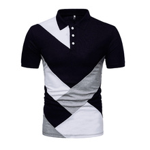 2021 Fashion Short Sleeve T-shirt Mens Turndown Collar Black White Gray Patchwork Men's T shirts Summer tshirt Men MY106 2024 - buy cheap