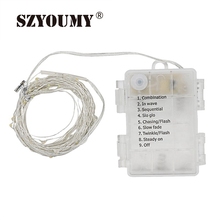Szyoumy-controle remoto à prova d'água, luzes led operadas por bateria, para decoração, 8 modos, temporizador, fio de cobre 2024 - compre barato