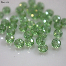 Isywaka Light Green Colors 4*6mm 50pcs Rondelle Austria faceted Crystal Glass Beads Loose Spacer Round Beads for Jewelry Making 2024 - buy cheap