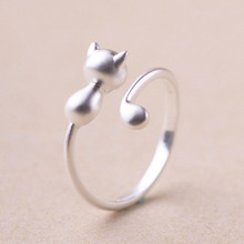 2019 Fashion Silver Plated Prevent Allergy Winding Cat Adjustable Rings Animal Cat Eyes Open Ring For Women Vintage Jewelry Gift 2024 - buy cheap