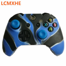 Camuflagem Da Pele de Silicone Protetora Case & tampas de Aperto do polegar da Vara para XBox Um Controlador de joystick Protetor Tampa azul preto 2024 - compre barato