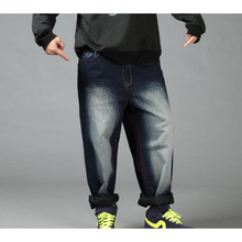 SHIERXI Hip Hop Baggy Jeans Blue Mens Denim Hip-hop Loose Pants Rap Jeans For Boy Rapper Fashion Big Size 30-46 2024 - buy cheap