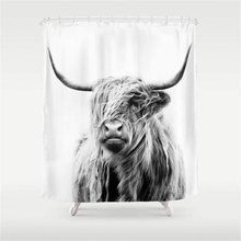 Cortina de chuveiro de vaca à prova d'água, retrato de tecido de poliéster para banheiro, decoração com estampa de chuveiro com 12 ganchos 2024 - compre barato
