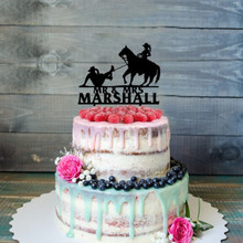 Topo de bolo de casamento em forma de cowboy e de garra, lembrança personalizada, sr., sra. nome 2024 - compre barato