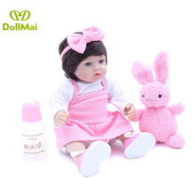 Кукла реборн DollMai 40 см, мягкая силиконовая кукла-младенец для новорожденных девочек, кукла-младенец, игрушки с розовым Кроликом, кукла для ребенка, подарок для ребенка 2024 - купить недорого