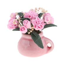 1:12 Кукольный домик, миниатюрный розовый цветок в стеклянной вазе, кукольный стол, декор для сада, мебель Accs 2024 - купить недорого
