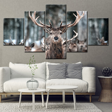 Canvas Painting deer and dog waling in snow 5 Piece Wallpapers Art Canvas Print modern Poster Modular art painting  Home Decor 2024 - buy cheap