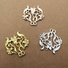 20pcs 31*31mm Vintage Metal Zinc Alloy Gold/KC Gold/Silver Color Flower Branch Pendant Charm DIY Jewelry Accessories 2024 - buy cheap