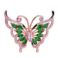 Exquisite Zircon Butterfly Brooches Gold Ouro Rhodium plated Women Hijab Scarf Pins Broches Party Dress Accessories Lady Bijoux 2024 - buy cheap