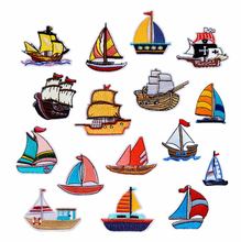 New arrival 10 pcs boat ships Embroidered patch iron on Jeans coat tshirt bag shoe hat decor repair Motif emblem accessory 2024 - buy cheap